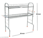Stainless steel dish drainer rack, space-saving kitchen organizer (30 x 26 inches), for plates and cutlery in Indian kitchen